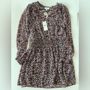 Socialite Black Pink Floral Ruffle Minidress NWT Nordstrom size Large
